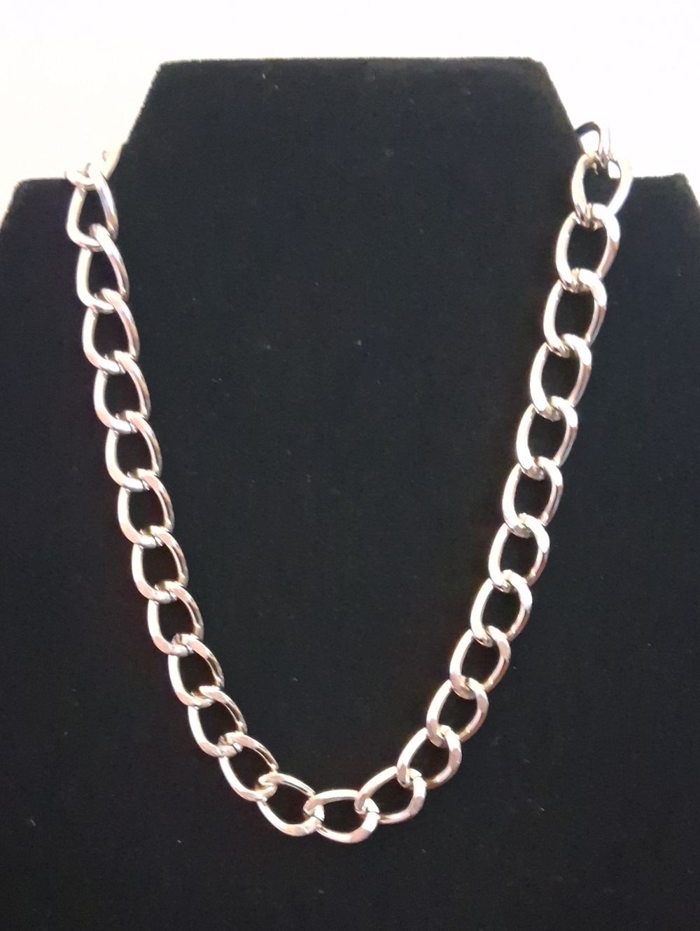 Polished Silver Link Necklace LL114